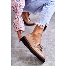 Vinceza Lakované mokasíny na béžové platformě Reidun béžový hnědý 1