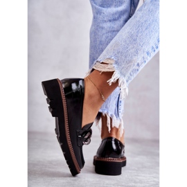 Vinceza Lakované Mokasíny Na Černé Platformě Reidun černý 2