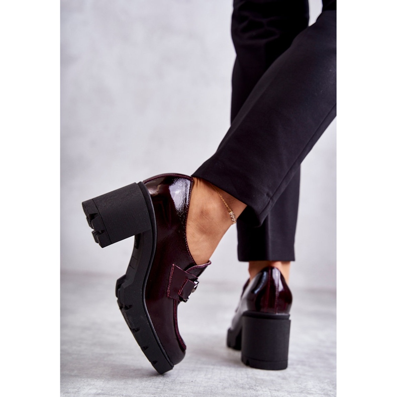 PL5 Elegantní boty na sloupu se stříbrným zdobením, bordó Harmell červené 2