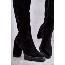 PA2 Módní semišové černé vysoké kozačky Estrela černá 2