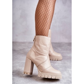 Kožené Boty Na Vysokém Podpatku Béžová Elia béžový 2