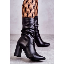 Kožené boty na vysokém podpatku Laura Messi 2560 Black černá 1