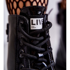 S.Barski Dámské lakované boty šněrovací pracovní černé Conny černá 2