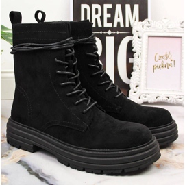 D&A Černé OLI175B černé semišové traperské boty černá 2 D&A Černé OLI175B černé semišové traperské boty černá 2