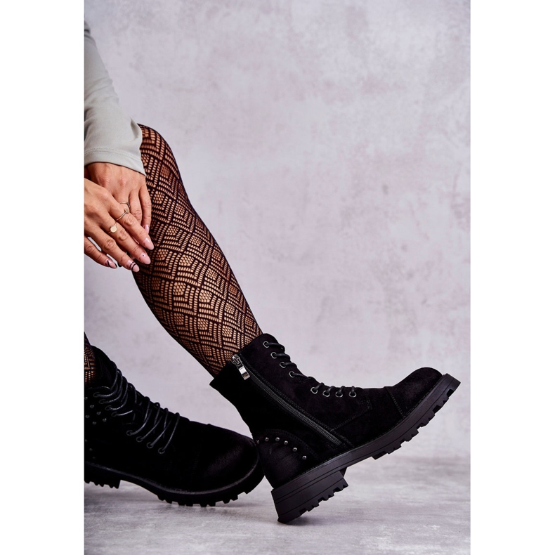 Černé semišové boty Palmira s cvočky černá 2