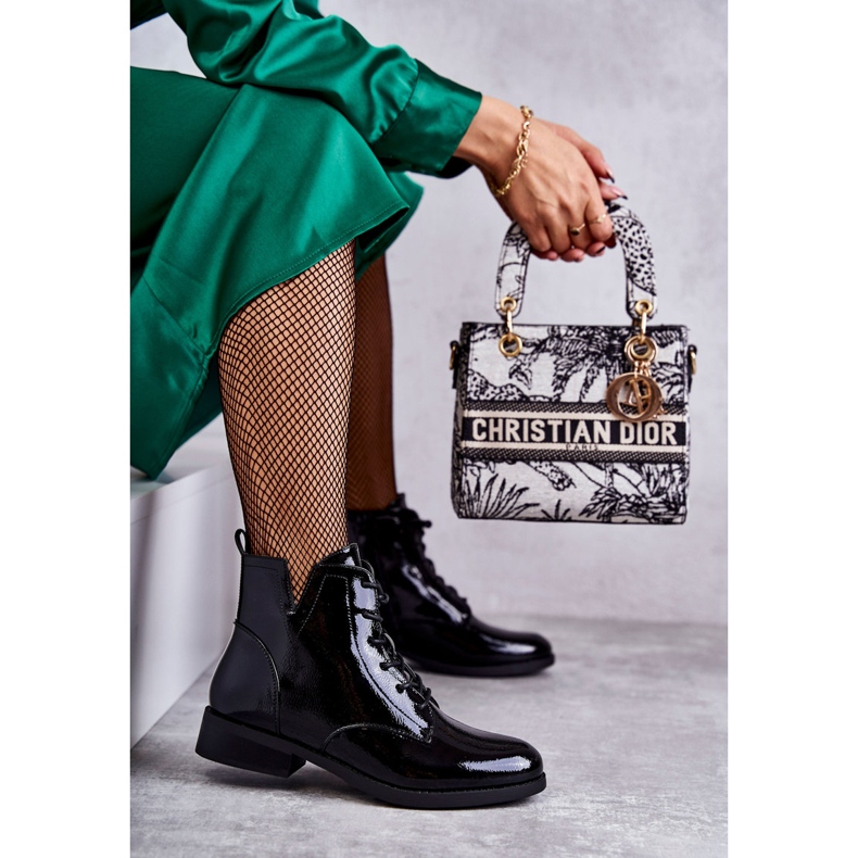 S.Barski Klasické lakované boty Dámské boty Jodhpur Bello černá 2