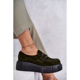Módní semišové boty na platformě Khaki Marsol zelený 1