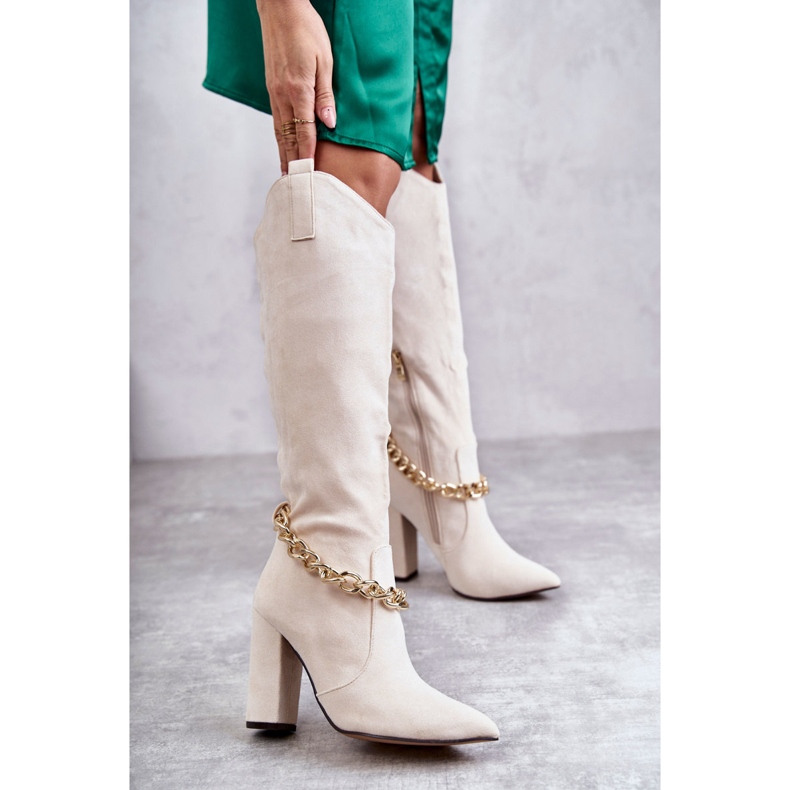 PG1 Dámské semišové teplé boty s řetízkem světle béžová jasmín béžový 1 PG1 Dámské semišové teplé boty s řetízkem světle béžová jasmín béžový 1