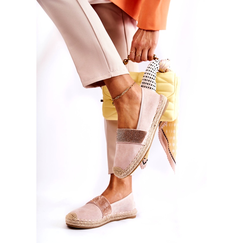 Dámské nazouvací espadrilky s růžovými kubickými zirkony 3