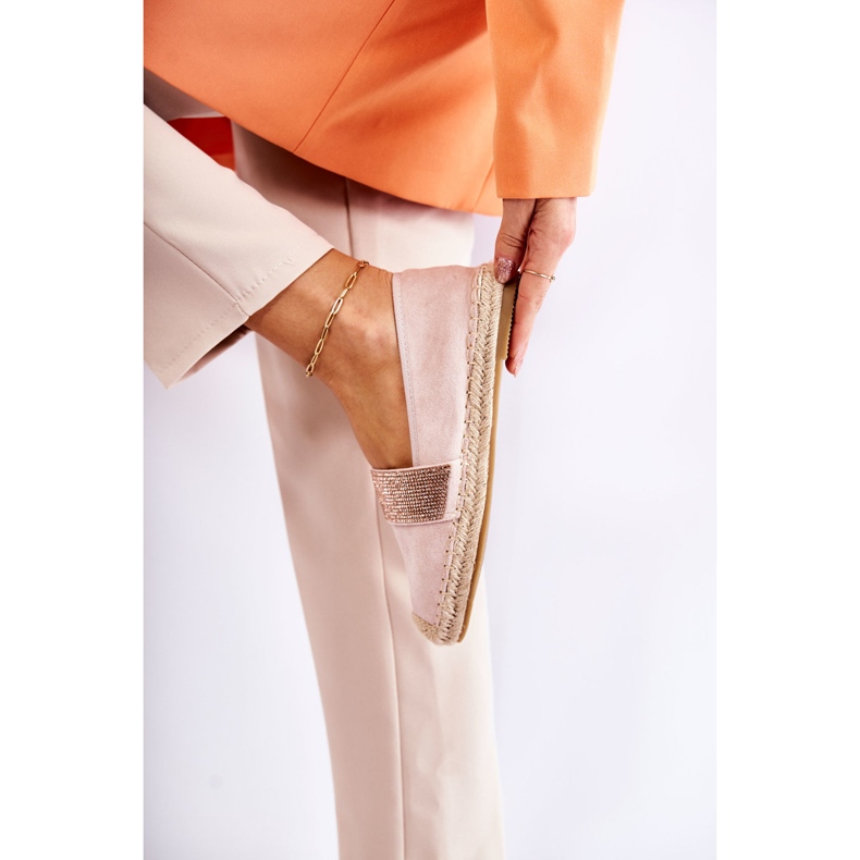 Dámské nazouvací espadrilky s růžovými kubickými zirkony 4