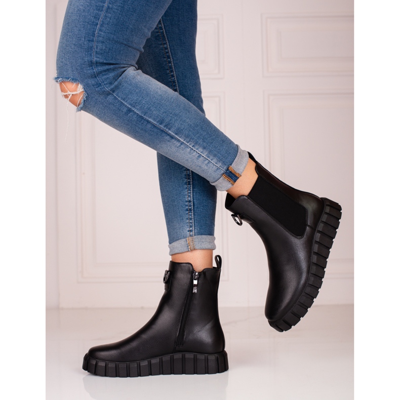 W. Potocki Černé dámské boty na platformě Potocki černá 1