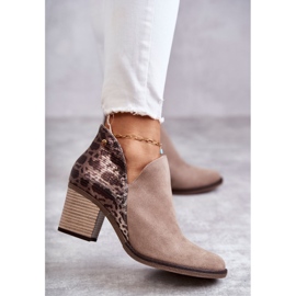 Dámské kožené kozačky na vysokém podpatku Maciejka Beige 04492-43 béžový hnědý 1