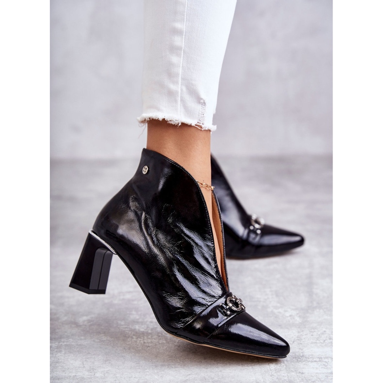 Kožené holínky na sloupku Maciejka Black 05262-01 černý 1