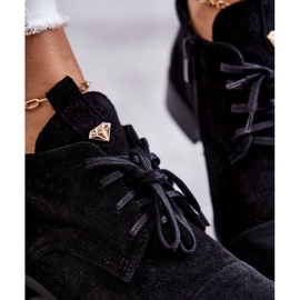 Semišové kozačky se šněrováním Nicole 2781 Black černý 2