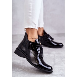 Lakované kozačky Krajkové kozačky Nicole 2781 Black černý 1