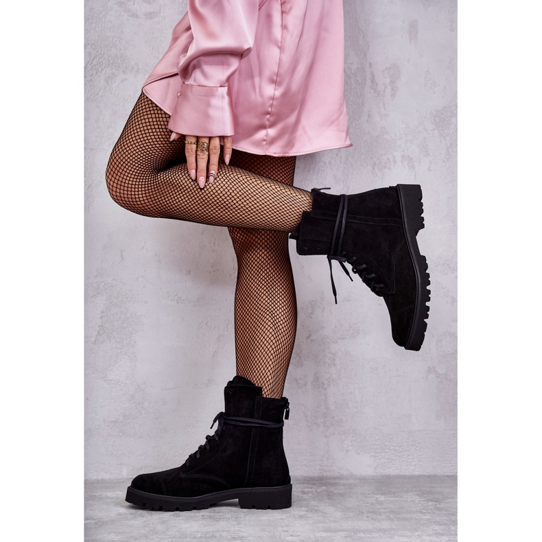 Semišové kozačky na zip Nicole 2754 Black černý 2