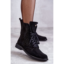 Šněrovací semišové kozačky Nicole 2751 Black černý 1