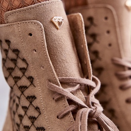 Šněrovací semišové kozačky Nicole 2751 Beige béžový 2