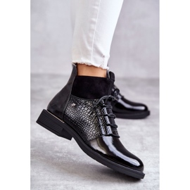 Vinceza Lakované černé teplé šněrované boty Cathrine černý 2