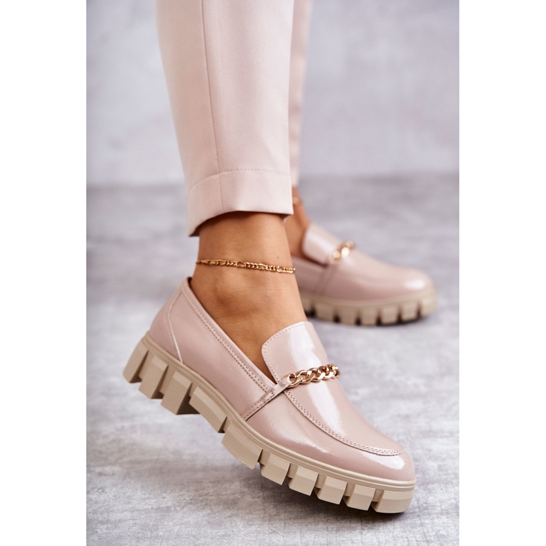 Sergio Leone Lakované boty s řetízkem Beige Anne béžový 1