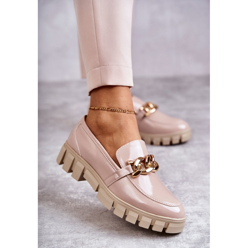 Sergio Leone Lakované Mokasíny Na Platformě Béžová Inger béžový 1