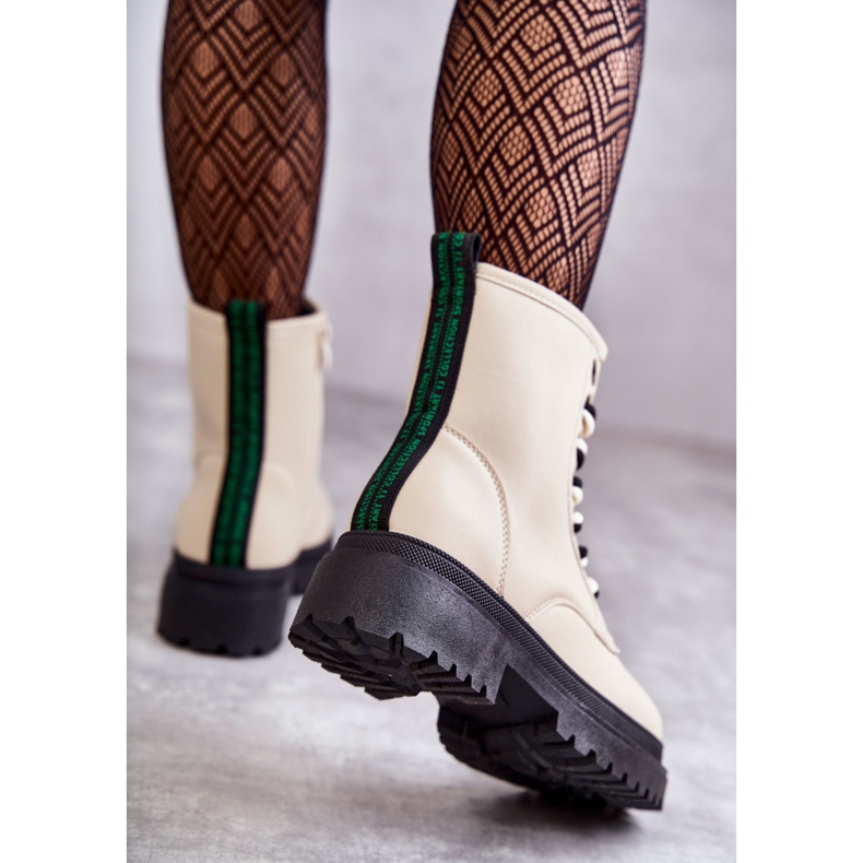 Dámské kožené boty Workers Světle béžová Denila béžový 2