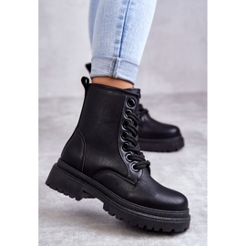 PE1 Dámské kožené boty Workers Black Denila černá 1