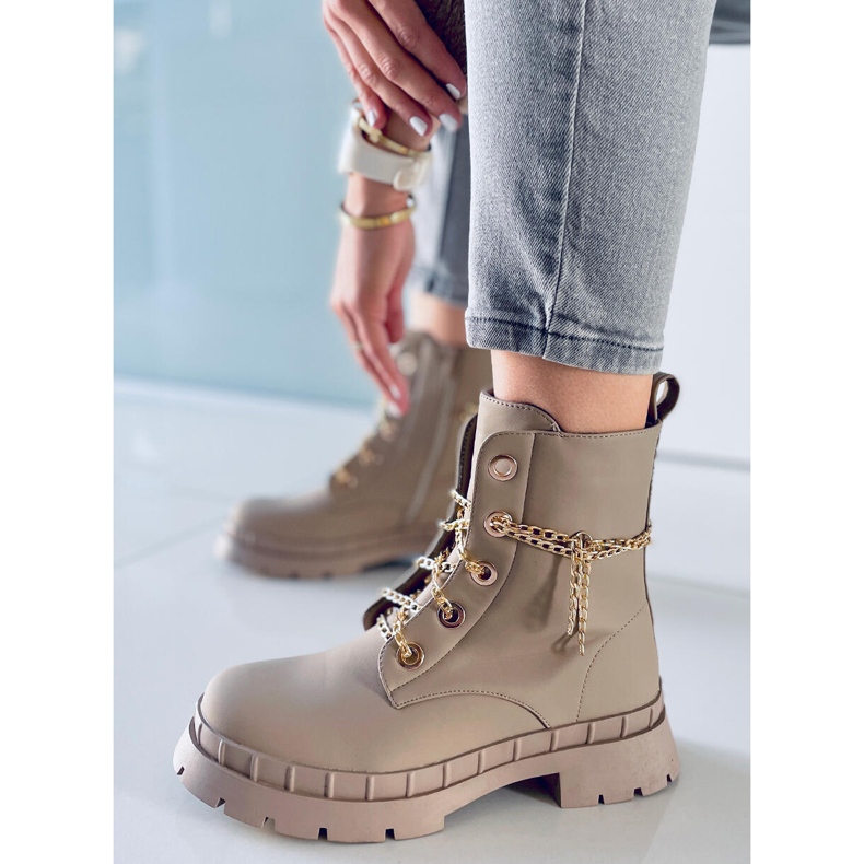 Šněrovací kozačky Lohan Apricot béžový 1