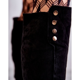 S.Barski Černé Laura teplé semišové kozačky na plochém podpatku černá 2