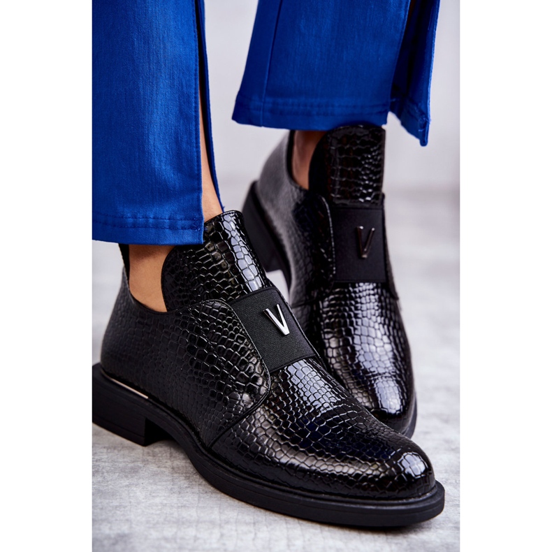 Vinceza Lakované kozačky s výřezy na plochém podpatku Black Eunice černá 2