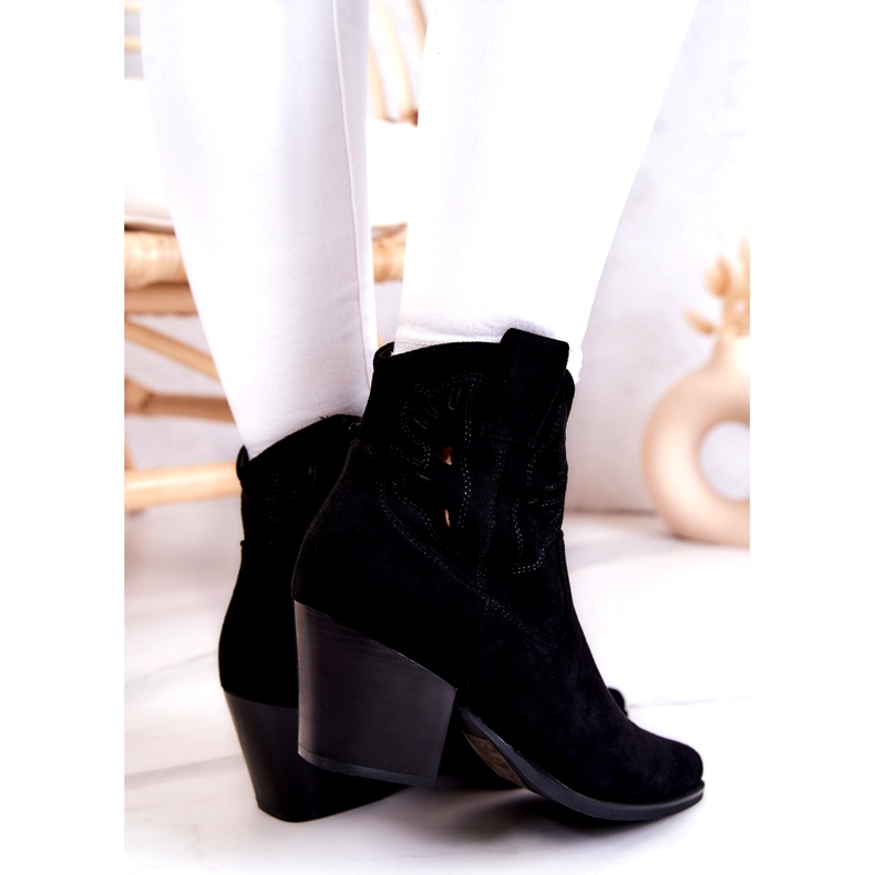 S.Barski Semišové dámské černé kovbojské boty Devon černá 4