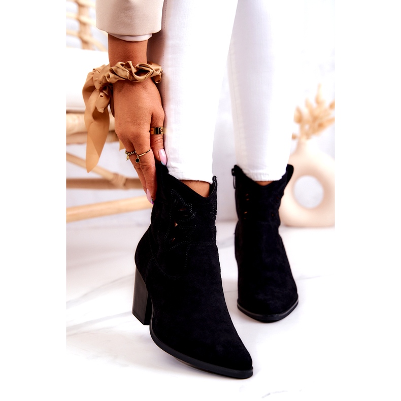 S.Barski Semišové dámské černé kovbojské boty Devon černá 1