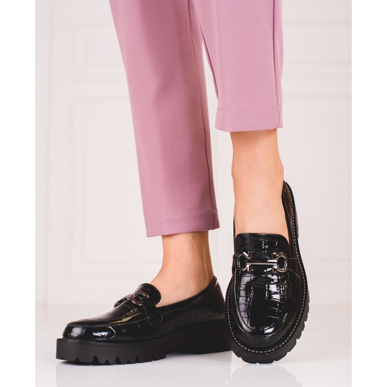 Dámské mokasíny na silné podrážce Shelovet černá 1