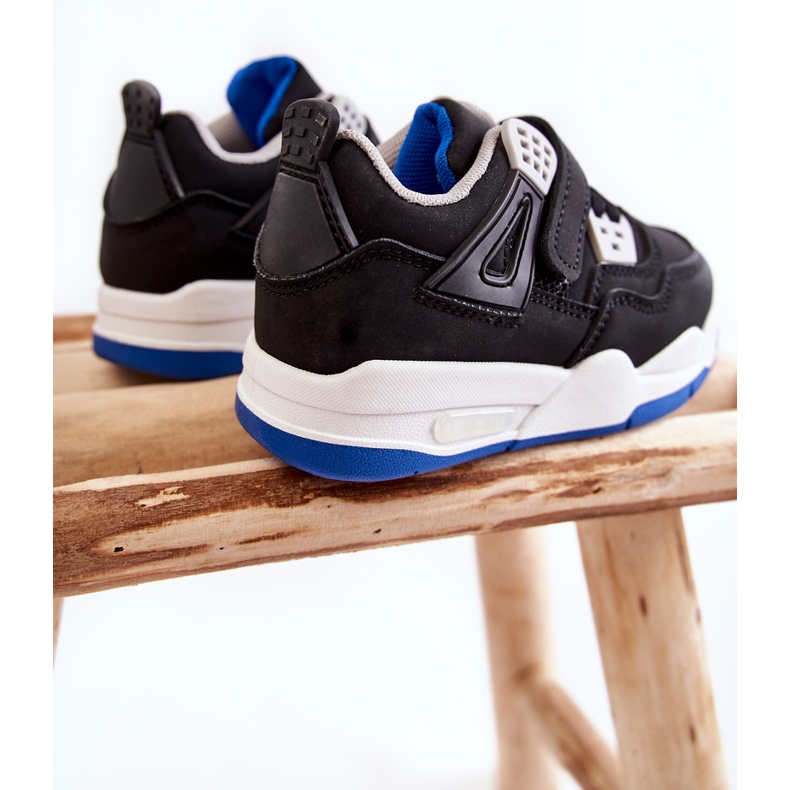 FR1 Dětské kožené sportovní boty Black and Navy Marisa černý modrý 2