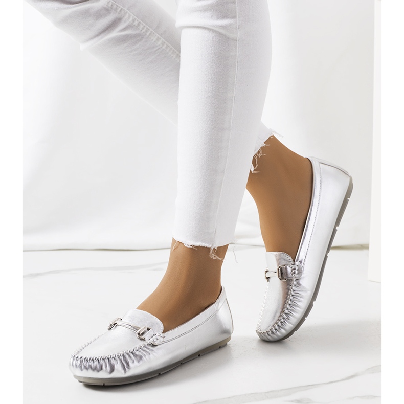 BM Stříbrné mokasíny Maolo stříbrný 1