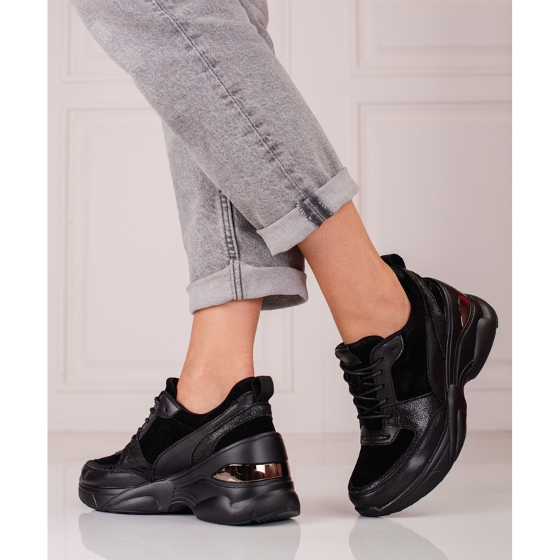 Dámské černé kožené tenisky Shelovet černá 1