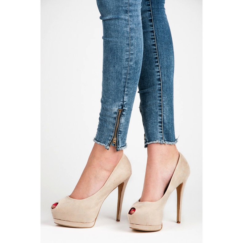 Vices Semišové podpatky s otevřenou špičkou hnědý 2