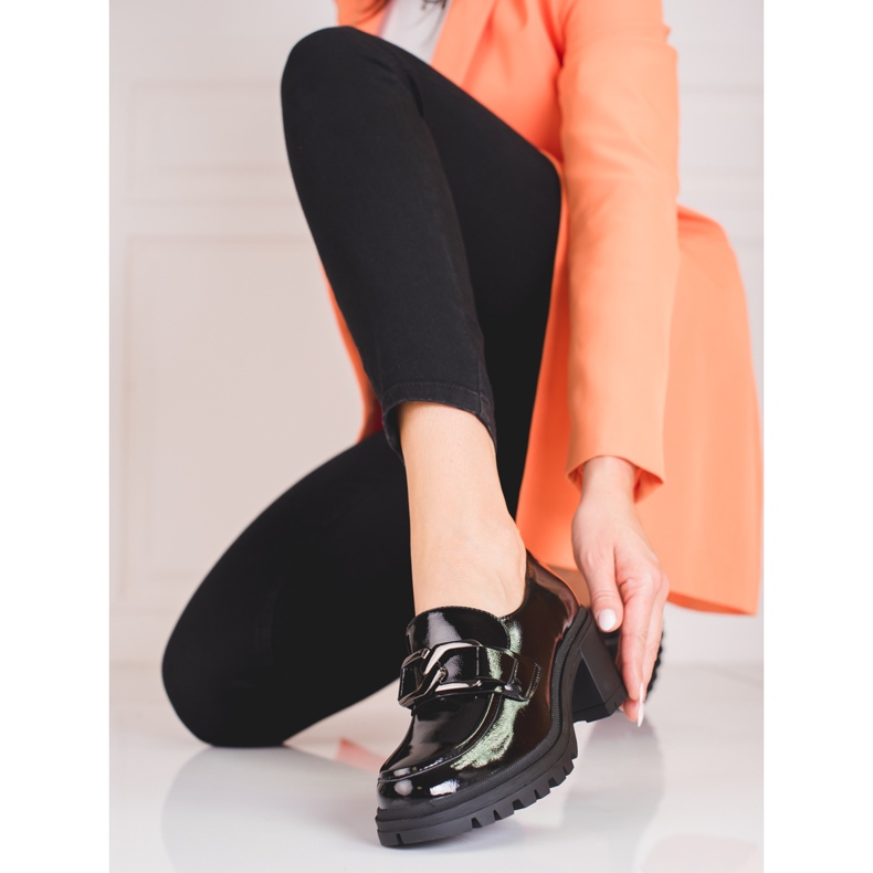 Dámské mokasíny Vinceza na vysokém podpatku černá 2