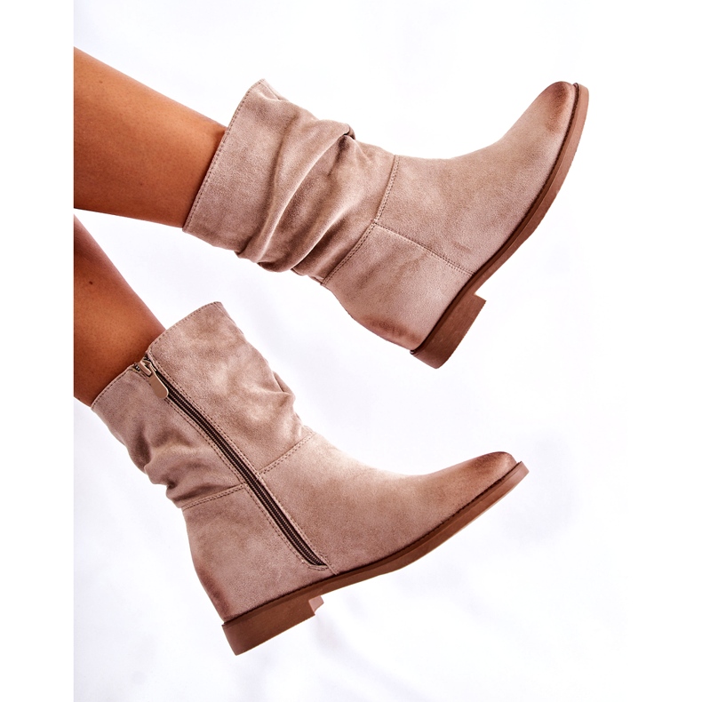 PG1 Dámské semišové vysoké kozačky Béžová Venis CH2180 béžový 2