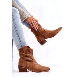 FB1 Semišové prolamované kovbojské boty s prošíváním Camel Elvire B-829 hnědý 4 FB1 Semišové prolamované kovbojské boty s prošíváním Camel Elvire B-829 hnědý 4