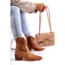 FB1 Semišové prolamované kovbojské boty s prošíváním Camel Elvire B-829 hnědý 3 FB1 Semišové prolamované kovbojské boty s prošíváním Camel Elvire B-829 hnědý 3