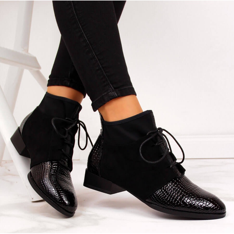 Dámské zateplené holínky černé hadí kůže Filippo černá 1