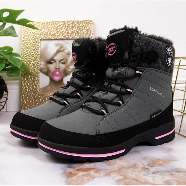 Dívčí šedé nepromokavé sněhule od American Club šedá 2