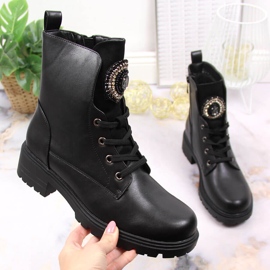 S.Barski Černé dámské kozačky s korálky zateplené černé S. Barski černá 1 S.Barski Černé dámské kozačky s korálky zateplené černé S. Barski černá 1