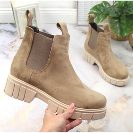 Dámské semišové kotníkové boty, zateplené, béžové, T.Sokolski béžový 1