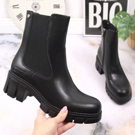 Kožené boty pracovní černé zateplené boty Jodhpur Big Star KK274492 černý 1
