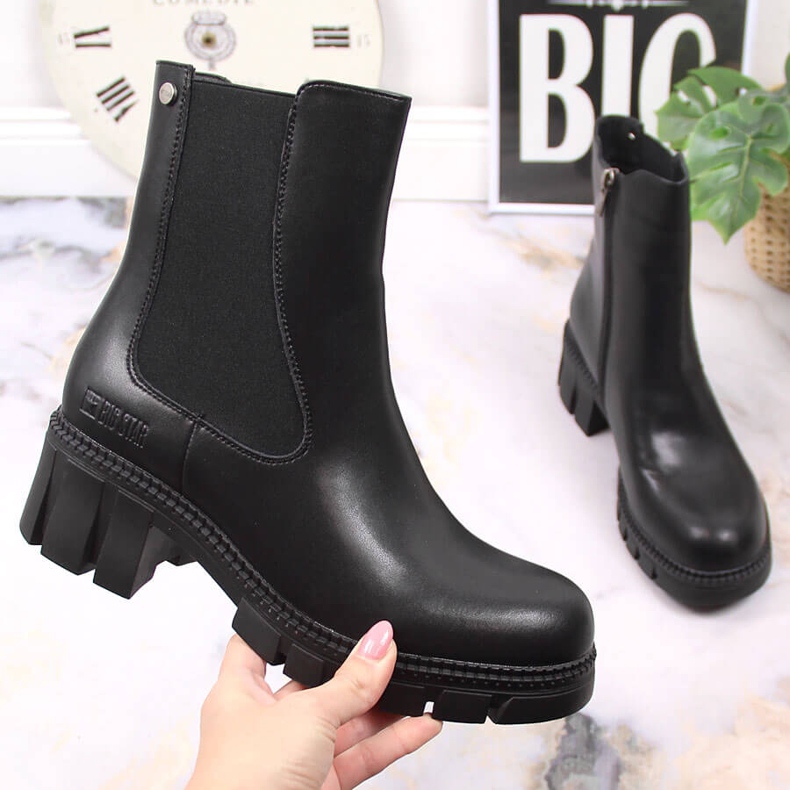 Kožené boty pracovní černé zateplené boty Jodhpur Big Star KK274492 černý 1