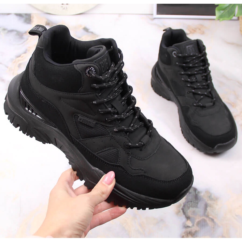 Black Big Star KK274356 sportovní dámské černé boty na platformě černá 1