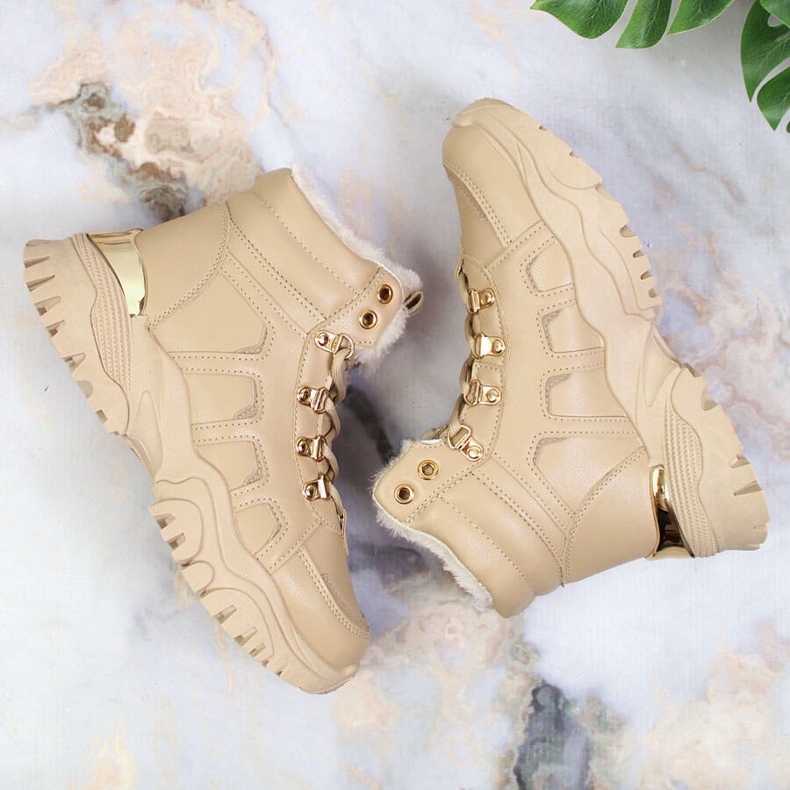 News Dámské sněhule na platformě s kožíškem béžové NOVINKY béžový 1