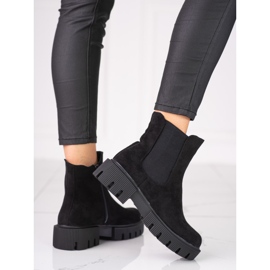 Dámské Chelsea kozačky na platformě Shelovet z ekologického semiše černá 1